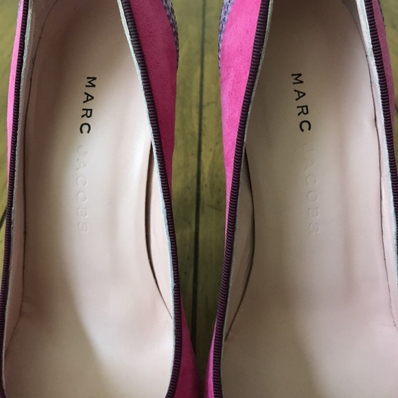 Marc Jacobs Pink Suede + Purple Leather Heels (size 36.5) - Picture 6 of 10